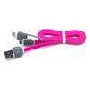 Cable Plano Usb A Micro Usb + Lightning Fucsia