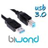 Cable Usb 3.0 Impresora 3m Biwond, Tipo A/m-b/m, Negro