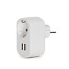 Adaptador + 1 X Toma Corriente + 2 X Usb Cargador - Ip20 - Blanco