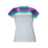 Camiseta Padel Softee Club Mujer Blanco Violeta Verde