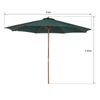 Sombrilla Parasol De Jardín De Poliéster Ø300x250 Cm - Outsunny.verde