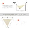 Toldo Vela Triangular Sombrilla De Pe 5x5x5 M - Outsunny. Crema