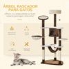 Rascador Gato Árbol Poste Para Arañar 65x50x153 Cm- Pawhut. Marrón