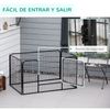 Parque Para Mascotas 4 Vallas De Metal 125x80x70 Cm - Pawhut. Negro