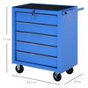 Carro Caja De Herramientas De Acero Homcom 67,5x33x77 Cm - Azul