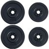 4 Discos Pesas Homcom De Plástico, Arena, Cemento, Ø32x5,5 Cm, Negro