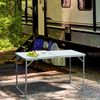 Mesa De Camping Plegable Outsunny Mdf Aluminio, 120x60x70 Cm, Blanco