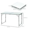 Mesa De Camping Plegable Outsunny Mdf Aluminio, 120x60x70 Cm, Blanco