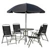 Conjunto 1 Mesa+4 Sillas+1 Parasol De Acero Poliéster Outsunny Negro