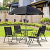 Conjunto 1 Mesa+4 Sillas+1 Parasol De Acero Poliéster Outsunny Negro