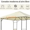 Carpa Cenador De Acero Poliéster 300x300x260 Cm - Outsunny. Crema