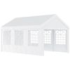 Carpa Cenador De Acero Tela De Pe 6x4x2,8m-outsunny. Blanco