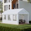 Carpa Cenador De Acero Tela De Pe 6x4x2,8m-outsunny. Blanco