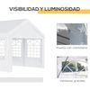 Carpa Cenador De Acero Tela De Pe 6x4x2,8m-outsunny. Blanco