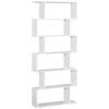 Librería 6 Estantes Forma S De Melamina Homcom 80x24x191 Cm - Blanco