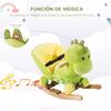 Caballo Balancín Dinosaurio De Peluche Para Niños Verde Homcom