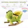 Caballo Balancín Dinosaurio De Peluche Para Niños Verde Homcom