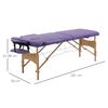 Cama De Masaje De Madera De Haya Pu Homcom 185x60x88 Cm - Púrpura