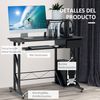 Mesa De Ordenador Despacho De Metal Mdf Homcom 90x50x95 Cm - Negro