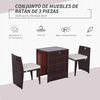 Conjunto 1 Mesa+ 2 Sillas Mueble De Ratán Pe - Outsunny. Marrón