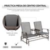 Mecedora De 2 Plazas De Metal Textilene 147x78x101,5cm-outsunny. Gris