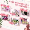 Casa De Muñecas Con Muebles Mobiliario Rosado Homcom