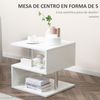 Mesa De Centro De Melamina De Madera Metal Homcom 50x50x50cm - Blanco