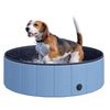 Piscina Plegable Para Perros De Pvc, Madera Ø100x30 Cm-pawhut. Azul