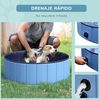 Piscina Plegable Para Perros De Pvc, Madera Ø100x30 Cm-pawhut. Azul