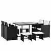 Conjunto 9 Muebles Ratán Metal Poliéster 109x109x72 Cm-outsunny.negro