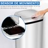 Cubo De Basura 50l De Abs Acero Inoxidable Homcom 33x25x84 Cm - Plata