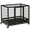 Jaula Para Perros De Metal Con Ruedas Frenos 92x62x75 Cm-pawhut.negro