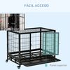 Jaula Para Perros De Metal Con Ruedas Frenos 92x62x75 Cm-pawhut.negro