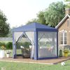 Carpa Gazebo Tipo Cenador Hexagonal De Poliéster-outsunny. Azul