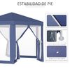 Carpa Gazebo Tipo Cenador Hexagonal De Poliéster-outsunny. Azul