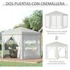 Carpa Gazebo Cenador De Poliéster 197x250x200 Cm - Outsunny. Crema