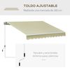 Toldo Manual Plegable Terraza De Aluminio 295x250 Cm - Outsunny.crema