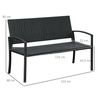 Banco Jardín Silla 2 Plazas De Ratán 122x60x85 Cm - Outsunny. Negro