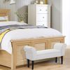 Taburete Pie De Cama De Madera Espuma Tela Homcom 102x36x51 Cm-blanco