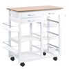 Carrito De Cocina De Mdf Madera De Pino Homcom 92x37x82 Cm - Blanco