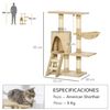 Árbol De Gato De Melamina Madera Felpa Sisal 55x30x95cm-pawhut.marrón