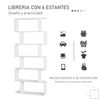 Estantería Librería 6 Estantes De Madera Homcom 80x23x192 Cm - Blanco