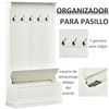 Perchero Con Banco Pasillo De Mdf Homcom 96x34x179,7cm - Crema