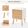 Mesita De Noche De Mdf Madera Maciza Pino Homcom 40x30x55,5 Cm-blanco