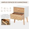 Mesita De Noche De Mdf Madera Maciza Pino Homcom 40x30x55,5 Cm-blanco