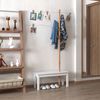 Perchero De Pie Con Banco De Bambú Mdf Homcom 80x30x180 Cm - Natural