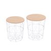 2 Mesitas De Café Tapa Extraíble De Mdf Metal Homcom Ø40x45 Cm-blanco