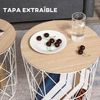 2 Mesitas De Café Tapa Extraíble De Mdf Metal Homcom Ø40x45 Cm-blanco