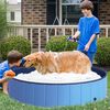 Piscina Plegable Para Perros De Pvc, Madera Ø140x30 Cm-pawhut. Azul