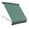 Toldo De Ventana De Aluminio Poliéster 180x70 Cm - Outsunny. Verde